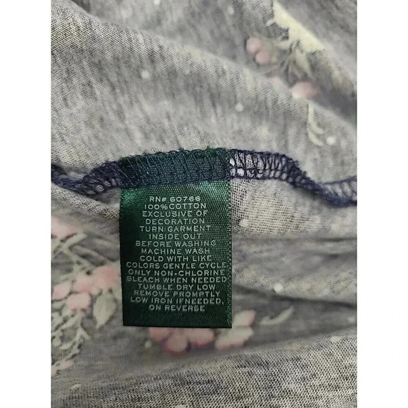 Lauren Ralph Lauren Sleep Shirt Women's Size Medium Blue and Pink Floral - Picture 7 of 8